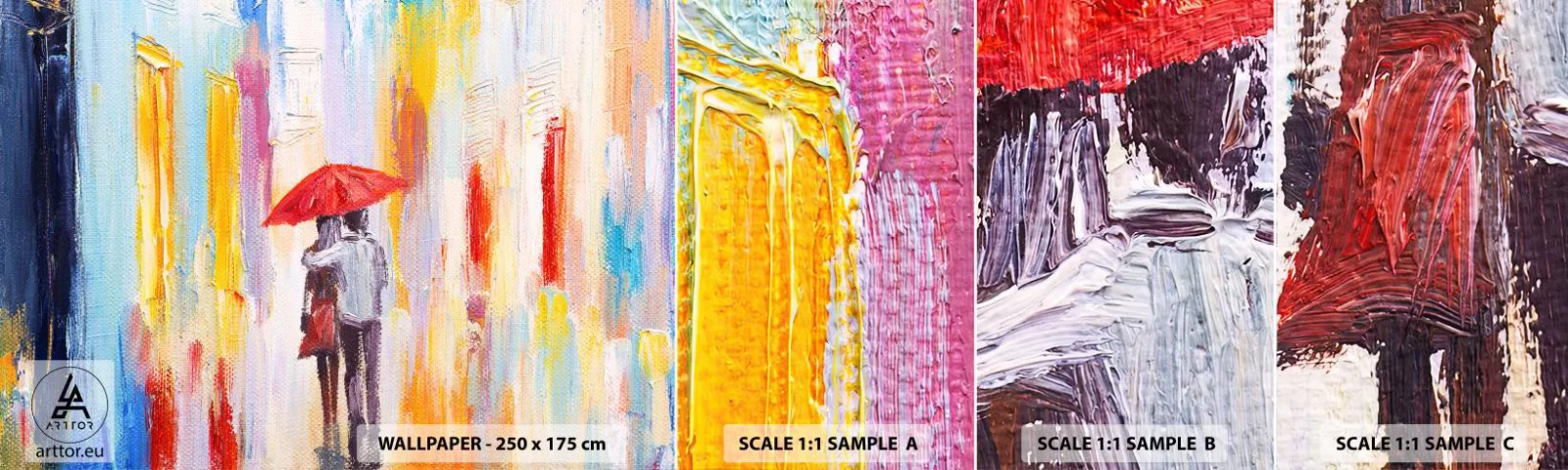 Échantillon De Papier Peint Standard Eco - Qu'il pleuve encore - Couple d'amoureux, Personnes, Abstraction - 100x30 cm