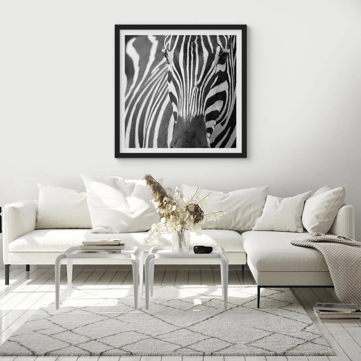 Affiche dans un cadre noir - Poster - Le monde est noir et blanc - 60x60 cm