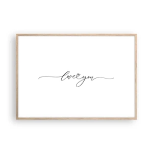 Affiche dans un chêne clair - Poster - Noir sur blanc - 100x70 cm