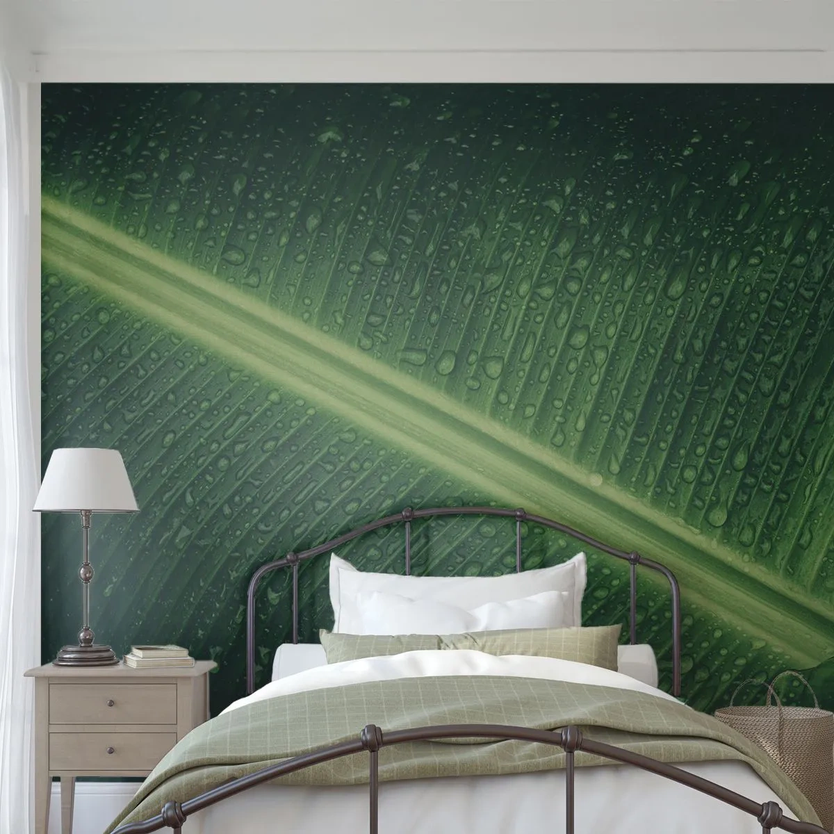 Papier Peint Photo Premium Sand - Structure de vert - Feuille verte, Plante tropicale, Morceau - 300x210 cm