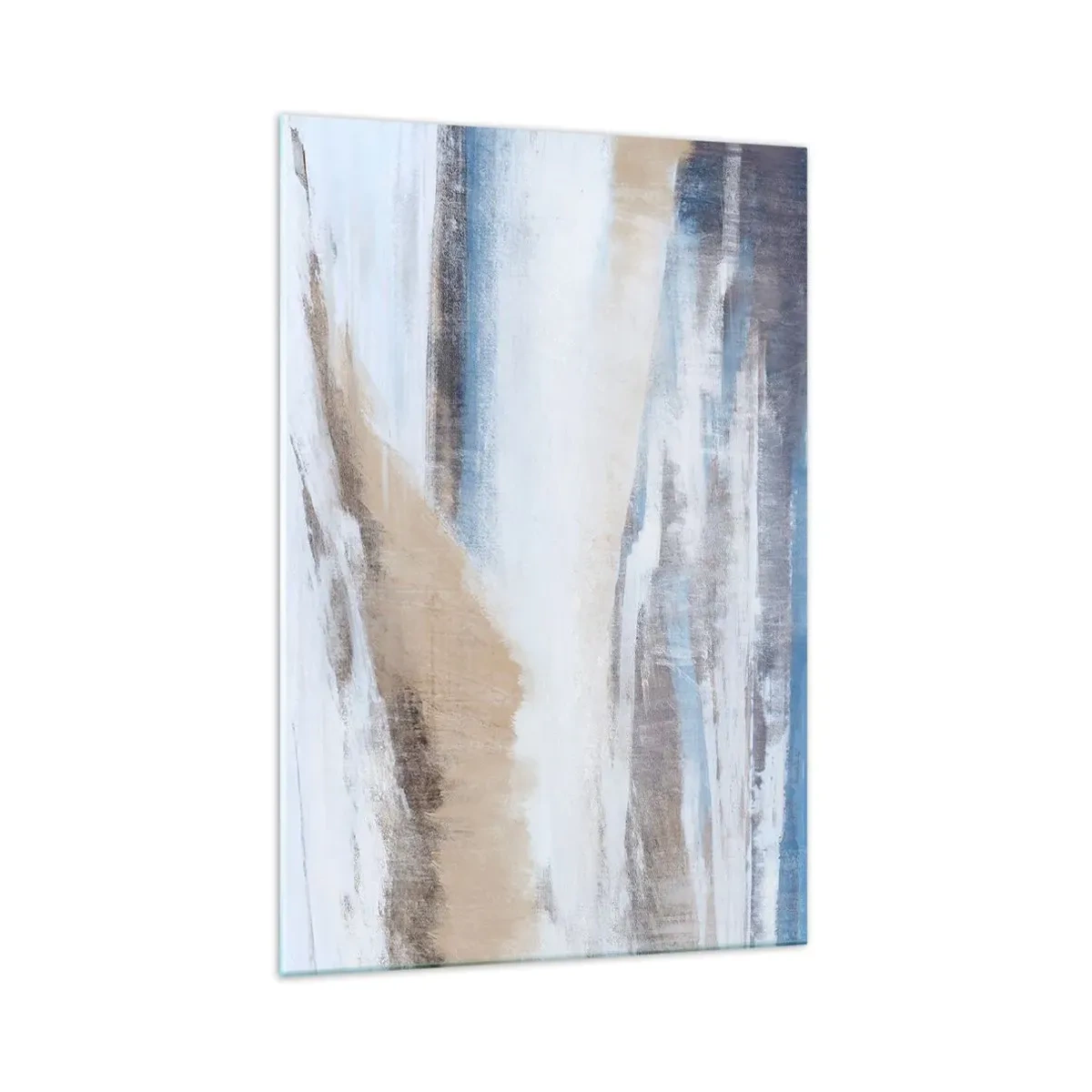 Impression sur verre - Image sur verre - Paysage d'hiver abstrait dans les tons de blanc et de bleu - 70x100cm - Composition hivernale - Décoration murale moderne pour le salon et la chambre ARTTOR