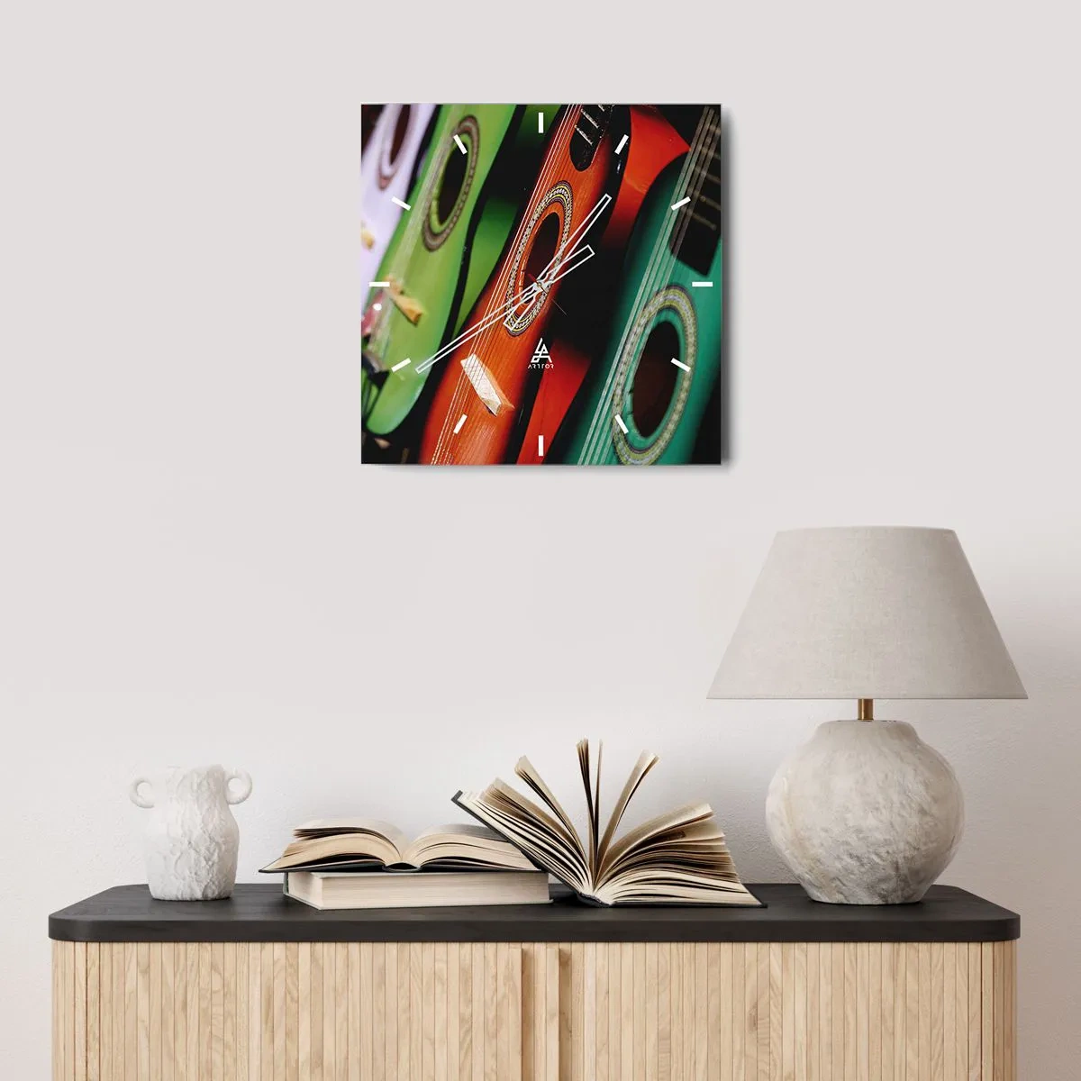 Horloge murale - Pendule murale - La guitare a plusieurs couleurs - 40x40 cm
