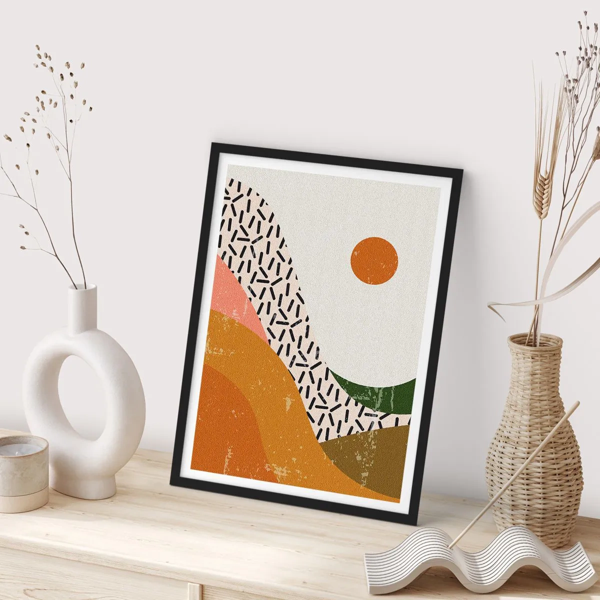 Affiche dans un cadre noir - Poster - Abstraction solaire - 40x50 cm