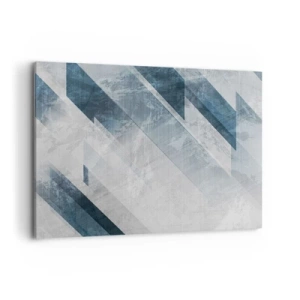 Impression sur toile - Image sur toile - Lignes abstraites dans des tons de gris et de bleu - 100x70cm - Composition spatiale - mouvement gris - Décoration murale moderne pour le salon et la chambre ARTTOR