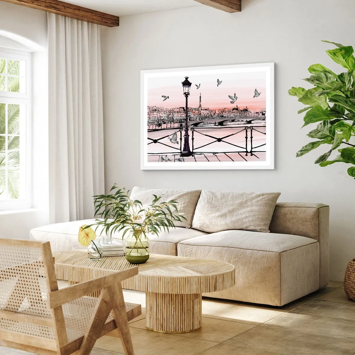 Affiche dans un cadre blanc - Poster - Sur les toits de Paris - 40x30 cm