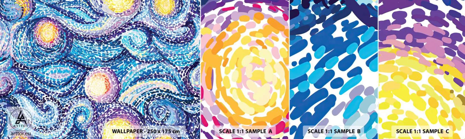 Échantillon De Papier Peint Standard Eco - D'après un tableau de van Gogh - Abstraction, Morceau, Peinture - 100x30 cm