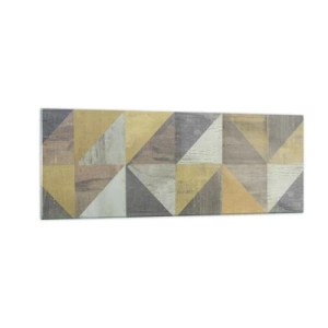 Impression sur verre - Image sur verre - Composition géométrique de triangles aux tons terreux - 140x50cm - Suivant l'angle du triangle - Décoration murale moderne pour le salon et la chambre ARTTOR