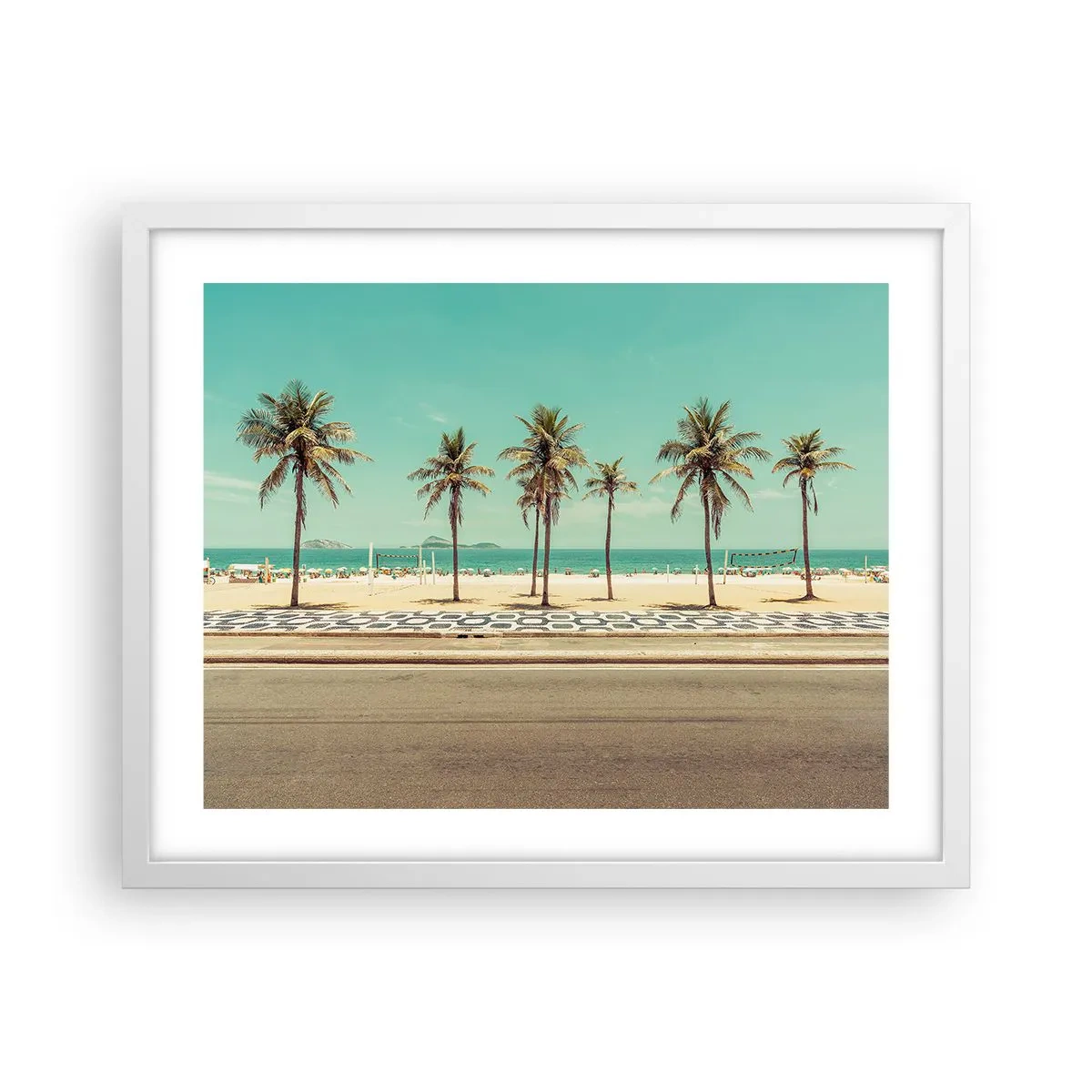 Affiche dans un cadre blanc - Poster - Gardien de plage - 50x40 cm