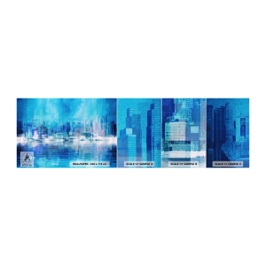 Échantillon de Papier Peint Autocollant Deluxe Sticker - Noyé dans le bleu - Abstraction, Ville, Architecture - 100x30 cm