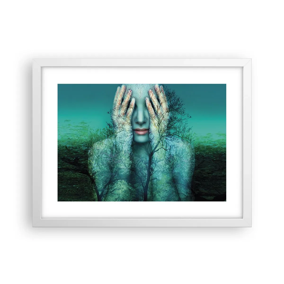 Affiche dans un cadre blanc - Poster - immergé dans l'azur - 40x30 cm