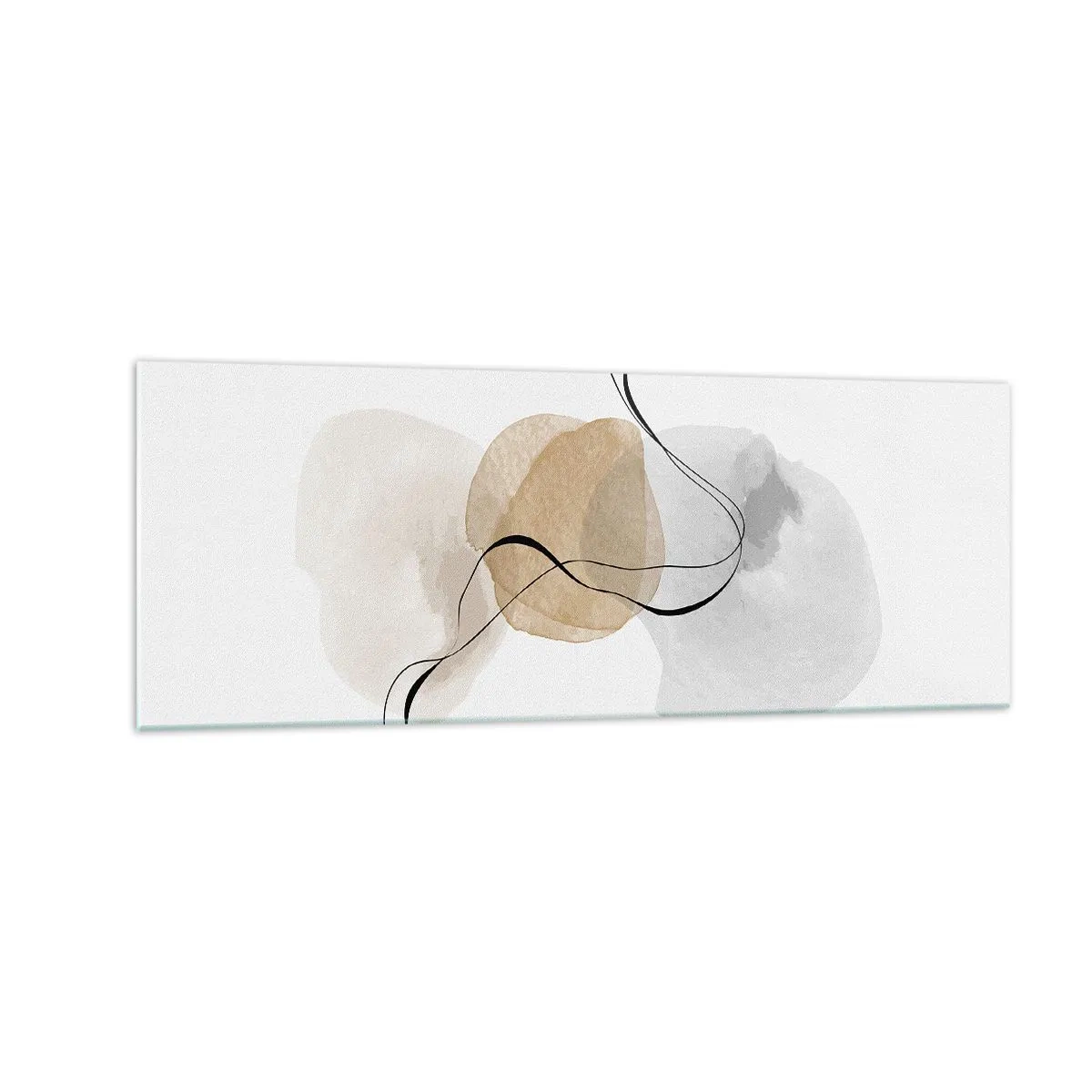 Impression sur verre - Image sur verre - Abstraction minimaliste dans les tons beige et gris - 140x50cm - Perles d'air - Décoration murale moderne pour le salon et la chambre ARTTOR