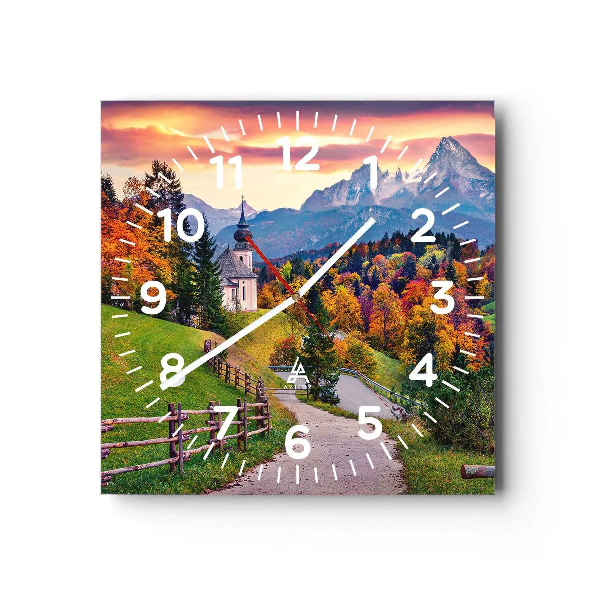 Horloge murale - Pendule murale - Paysage comme peind - 30x30 cm