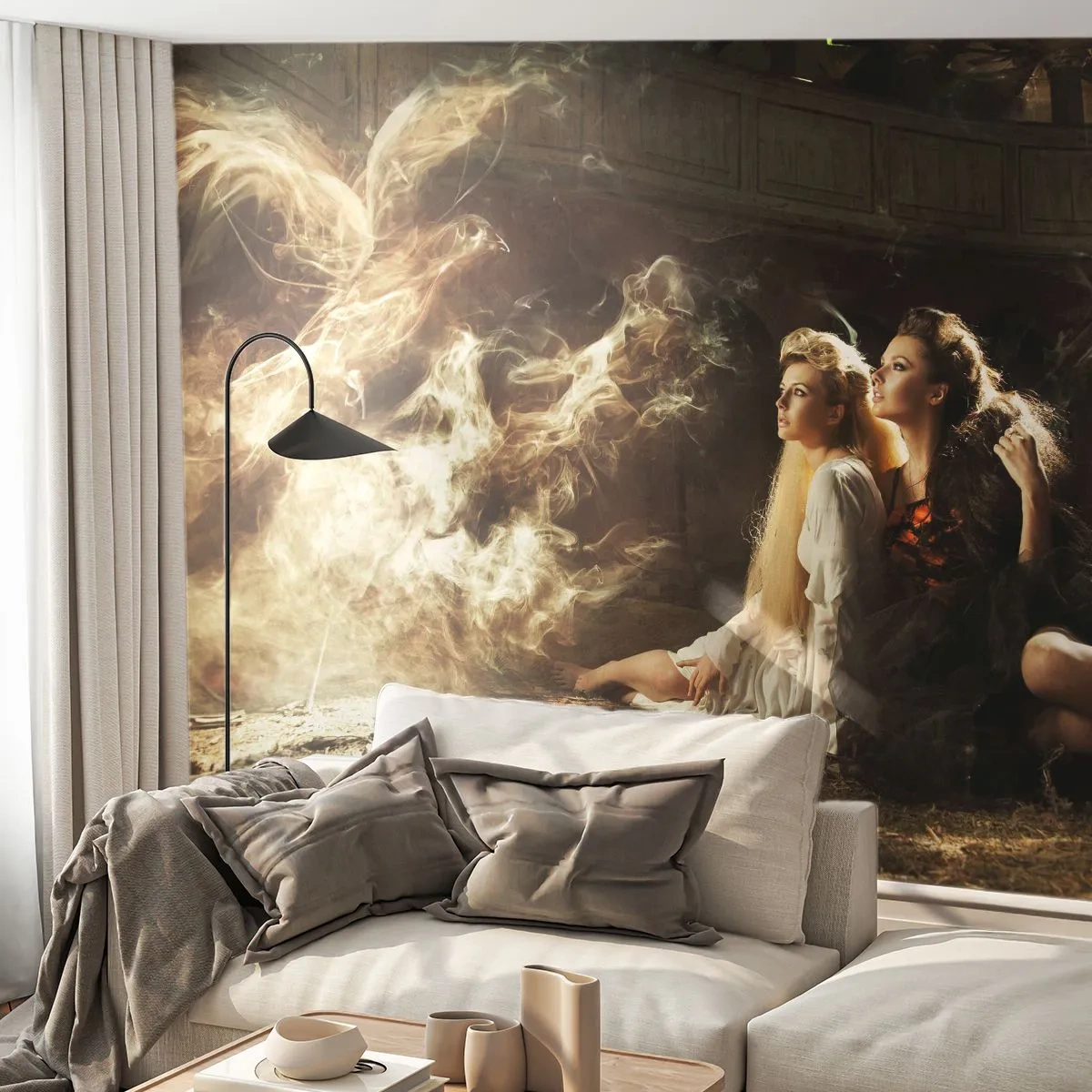 Papier Peint Photo Premium Canvas - Et il y a eu la poésie - Abstraction, Phénix, Femme - 500x350 cm