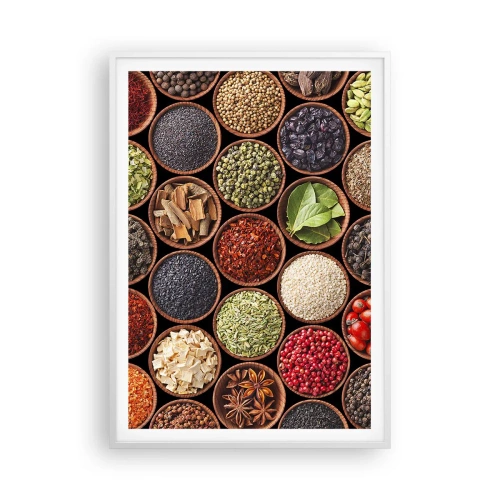 Affiche dans un cadre blanc - Poster - Toutes les saveurs du monde - 70x100 cm
