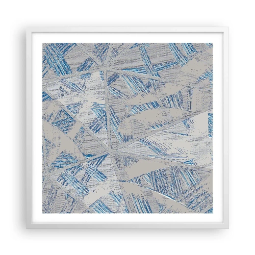 Affiche dans un cadre blanc - Poster - Dans un labyrinthe bleu-gris - 60x60 cm