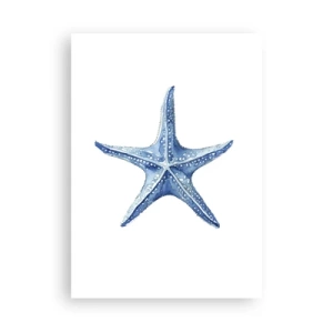Affiche - Poster - Étoile de mer bleue sur fond blanc - 50x70cm - Étoile de mer - Décoration murale moderne pour le salon et la chambre ARTTOR