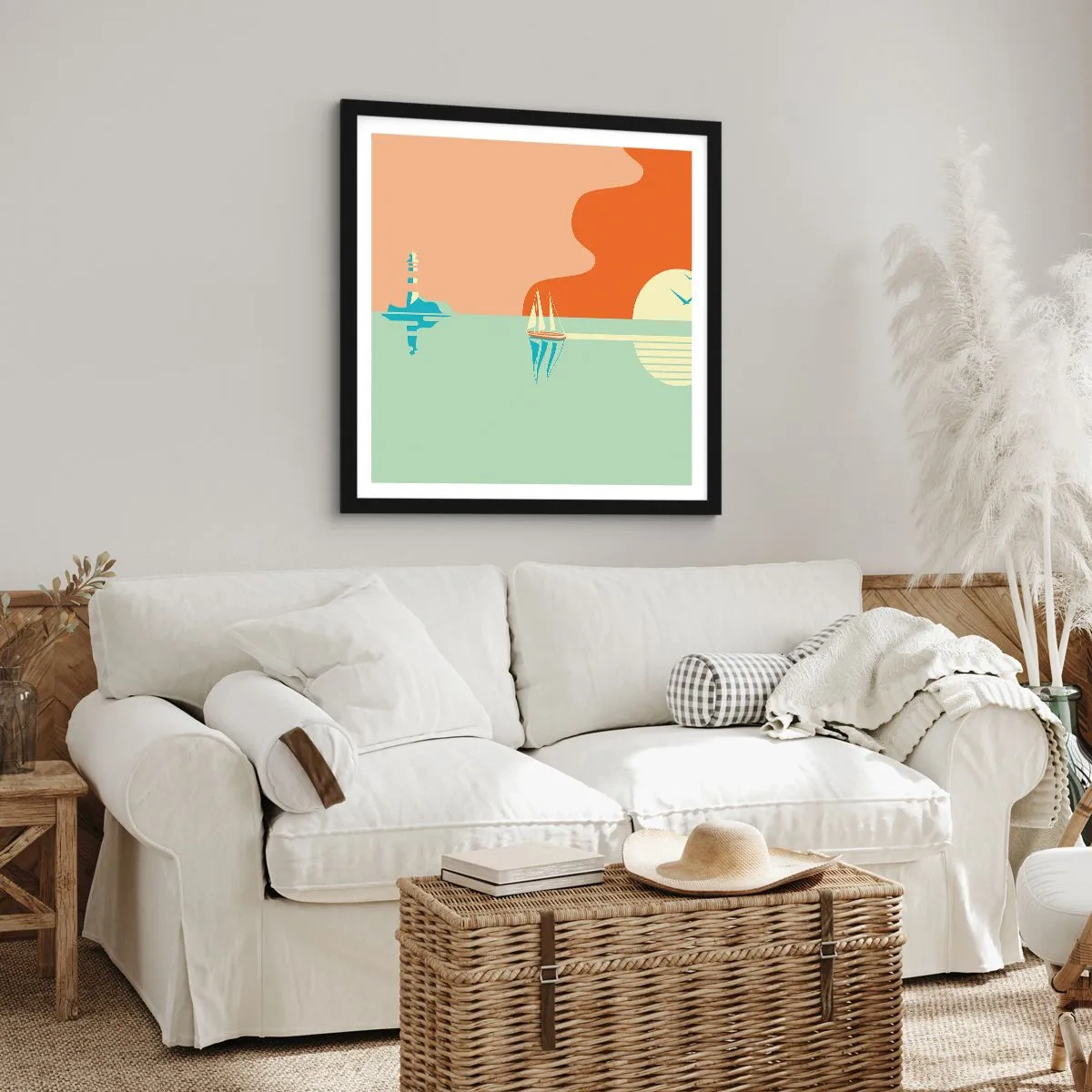 Affiche dans un cadre noir - Poster - Paysage idéal de la mer - 40x40 cm