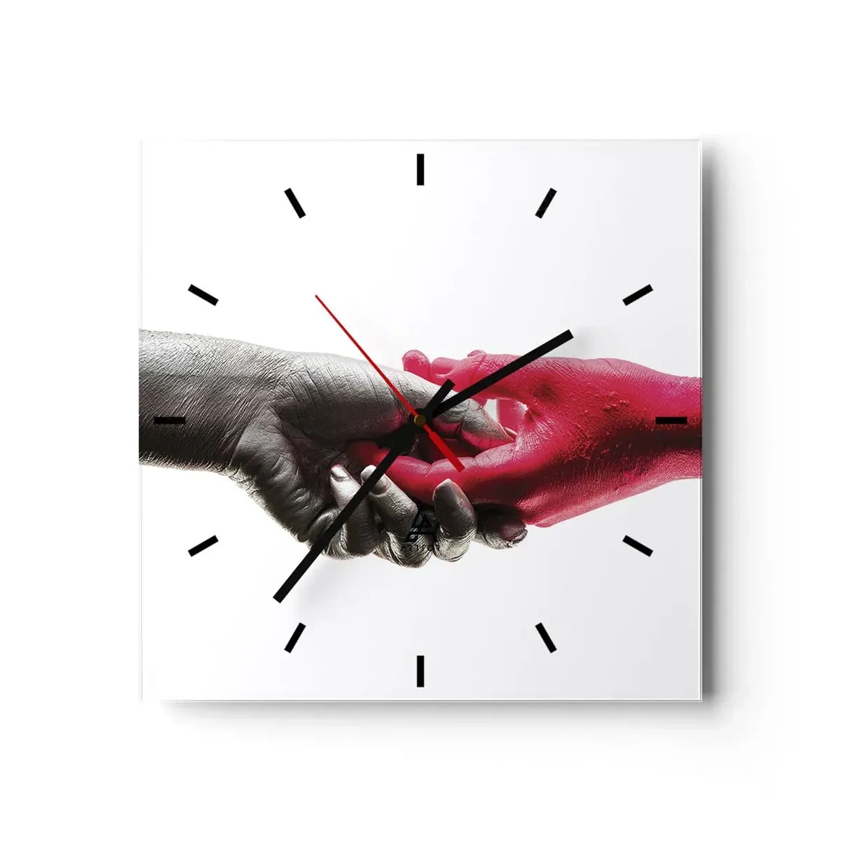 Horloge murale - Pendule murale - Aiguilles symboliques en argent et rouge - 30x30cm - Ensemble, bien que différents - Décoration murale moderne pour le salon et la chambre ARTTOR