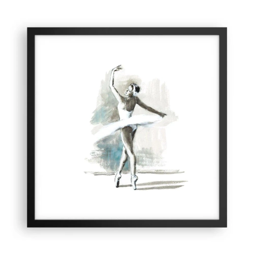 Affiche dans un cadre noir - Poster - Enchantement du cygne - 40x40 cm