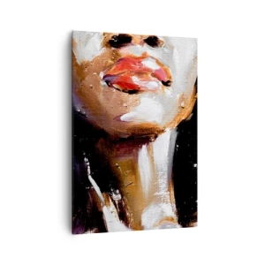 Impression sur toile - Image sur toile - Portrait d'une femme dans un style pictural expressif sur un fond sombre - 70x100cm - Fierté sans préjugés - Décoration murale moderne pour le salon et la chambre ARTTOR