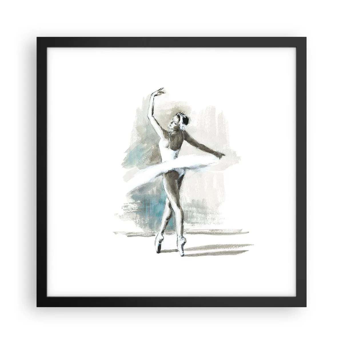 Affiche dans un cadre noir - Poster - Enchantement du cygne - 40x40 cm