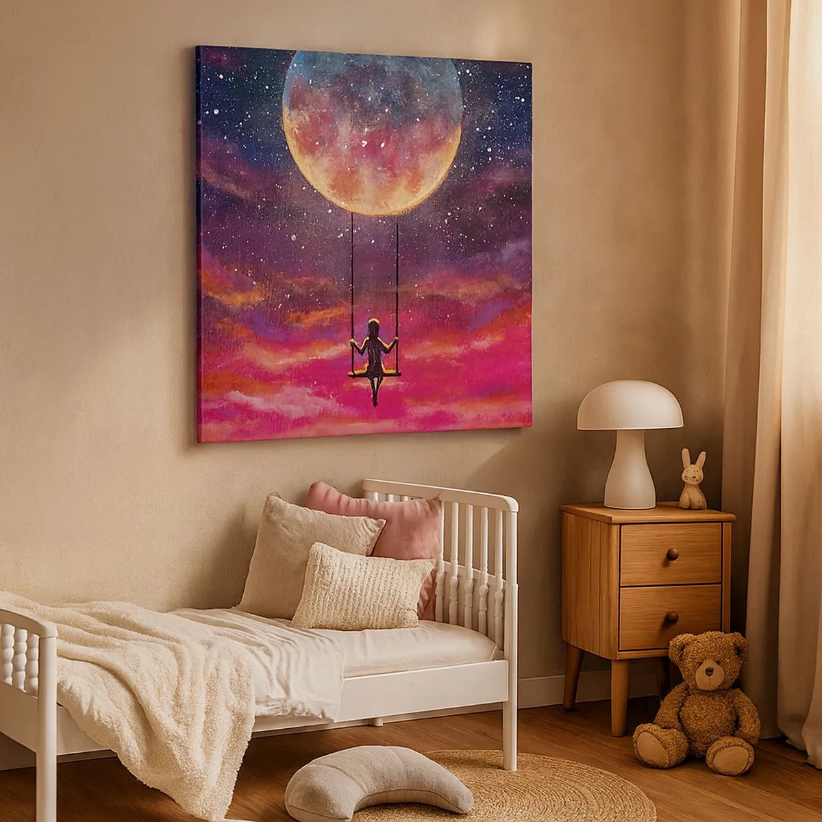 Impression sur toile - Image sur toile - Se balancer dans les nuages - 30x30 cm