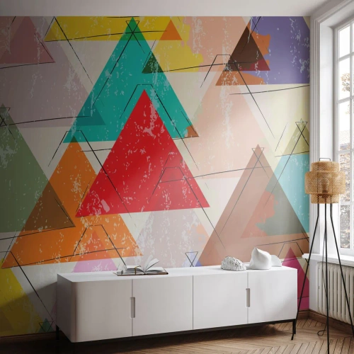 Papier Peint Autocollant Deluxe Sticker - Trois par trois - Abstraction, Morceau, Triangles - 200x140 cm