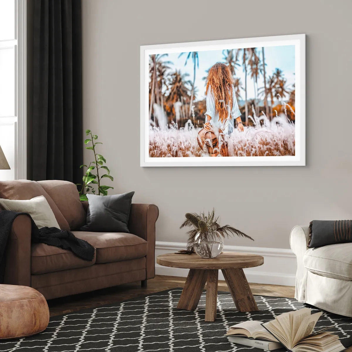 Affiche dans un cadre blanc - Poster - Né de peluches d'herbe - 70x50 cm