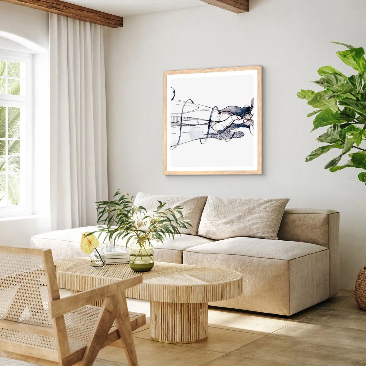 Affiche dans un chêne clair - Poster - Étude du touché - 30x30 cm