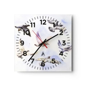 Horloge murale - Pendule murale - Liberté en gris et bleu - 40x40 cm