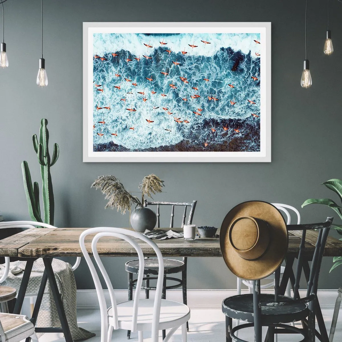 Affiche dans un cadre blanc - Poster - Défilé du bord de mer - 50x40 cm