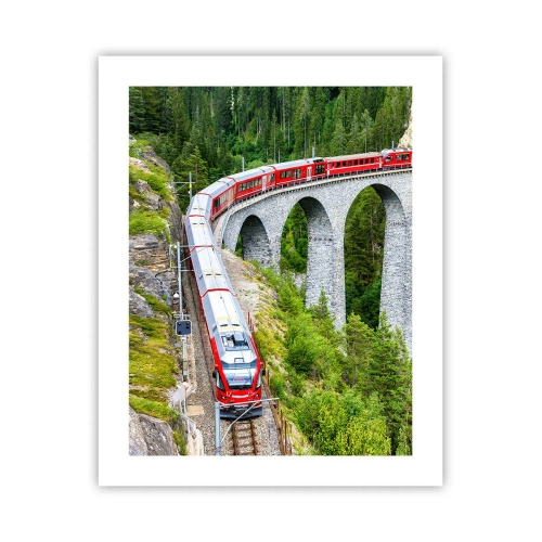 Affiche - Poster - Chemin de fer avec vue sur la montagne - 40x50 cm
