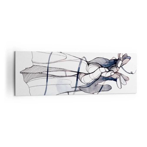 Impression sur toile - Image sur toile - Un dessin subtil d'une main avec une fleur délicate - 160x50cm - Étude du touché - Décoration murale moderne pour le salon et la chambre ARTTOR