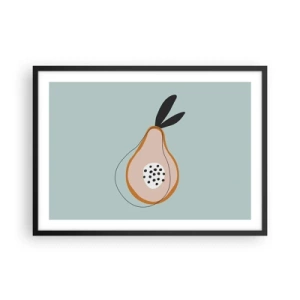 Affiche dans un cadre noir - Poster - Poire abstraite sur fond clair - 70x50cm - Pénétrer la nature des choses - Décoration murale moderne pour le salon et la chambre ARTTOR