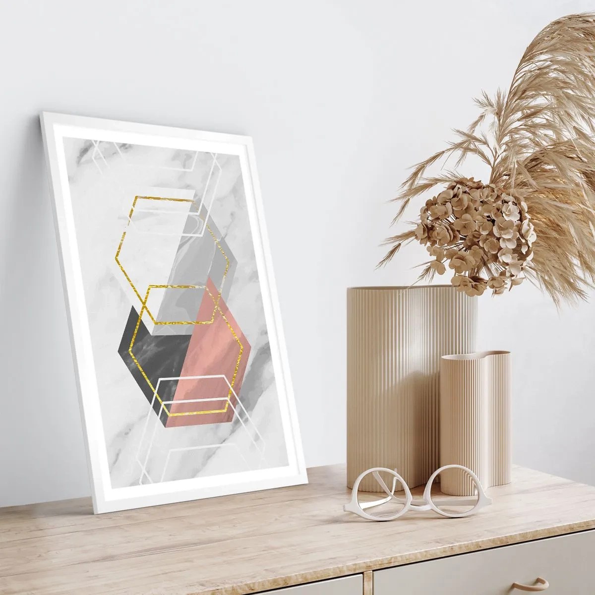 Affiche dans un cadre blanc - Poster - Composition en chaîne - 61x91 cm