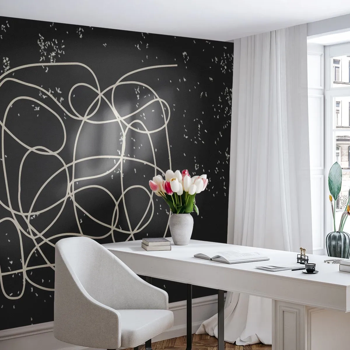 Papier peint sur mesure Autocollant Deluxe - Errance des pensées - Abstraction, Graphique, Morceau