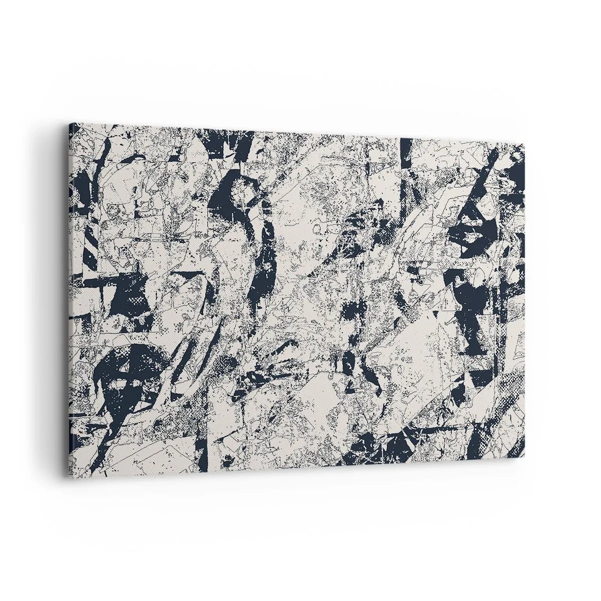 Impression sur toile - Image sur toile - Composition abstraite en noir et blanc avec une mise en page dynamique - 120x80cm - Interpénétration des contraires - Décoration murale moderne pour le salon et la chambre ARTTOR