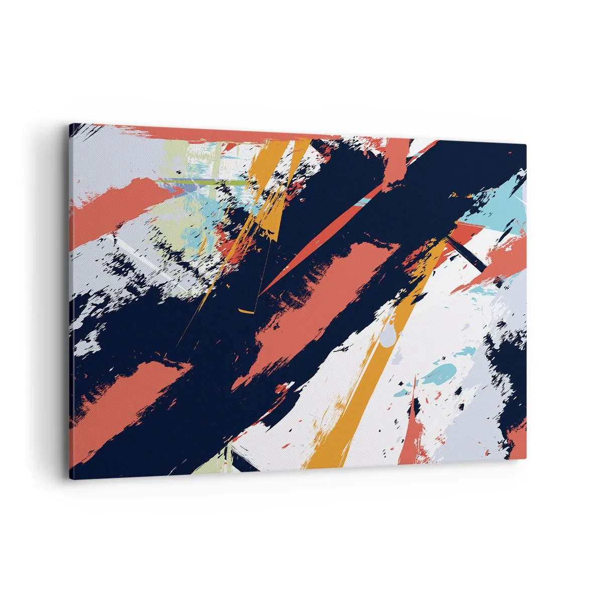 Impression sur toile - Image sur toile - Coups de pinceau abstraits aux couleurs vives - 120x80cm - Composition dynamique - Décoration murale moderne pour le salon et la chambre ARTTOR