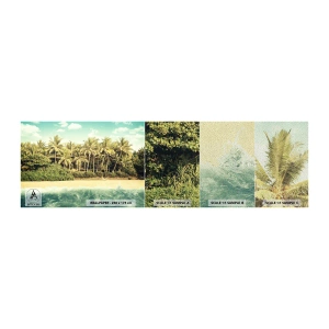 Échantillon de Papier Peint Premium Sand - Peut-être ici? - Paysage, Plage, Cocotier - 100x30 cm