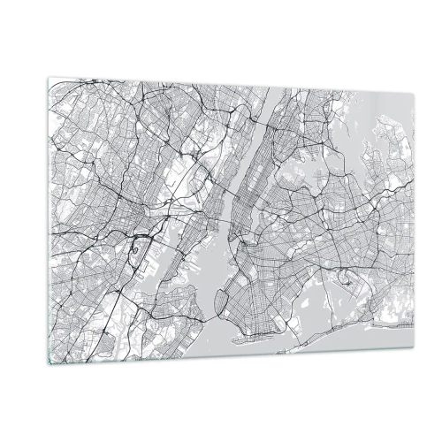 Impression sur verre - Image sur verre - Une carte des rues et des quartiers des grandes villes sous forme monochrome - 120x80cm - Anatomie de la métropole - Décoration murale moderne pour le salon et la chambre ARTTOR