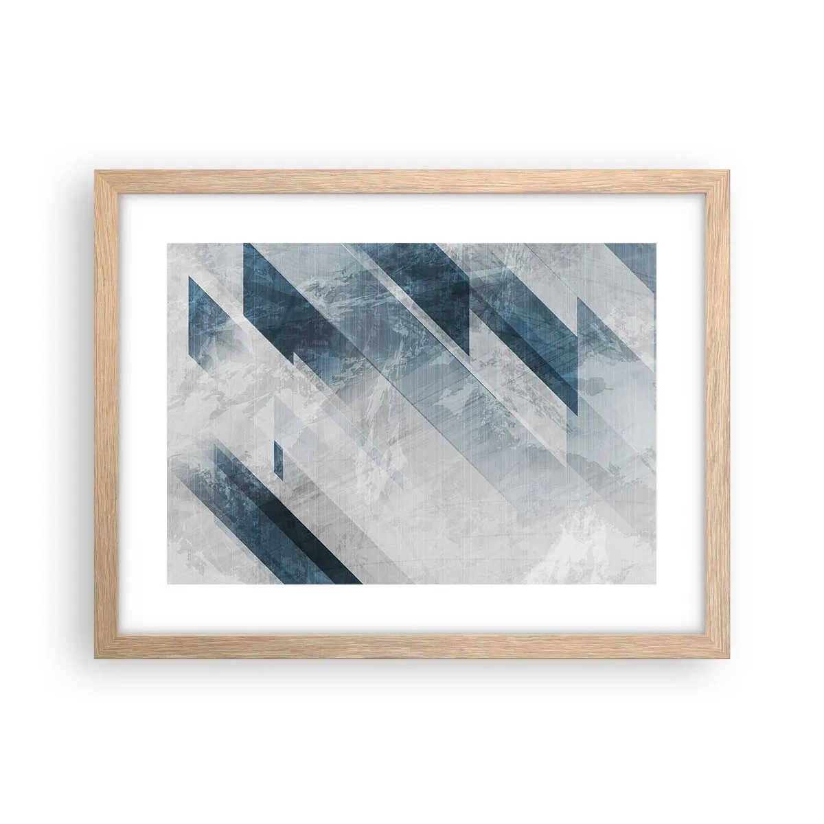 Affiche dans un chêne clair - Poster - Composition spatiale - mouvement gris - 40x30 cm