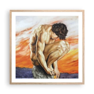 Affiche dans un chêne clair - Poster - Plongé dans ses pensées - 60x60 cm