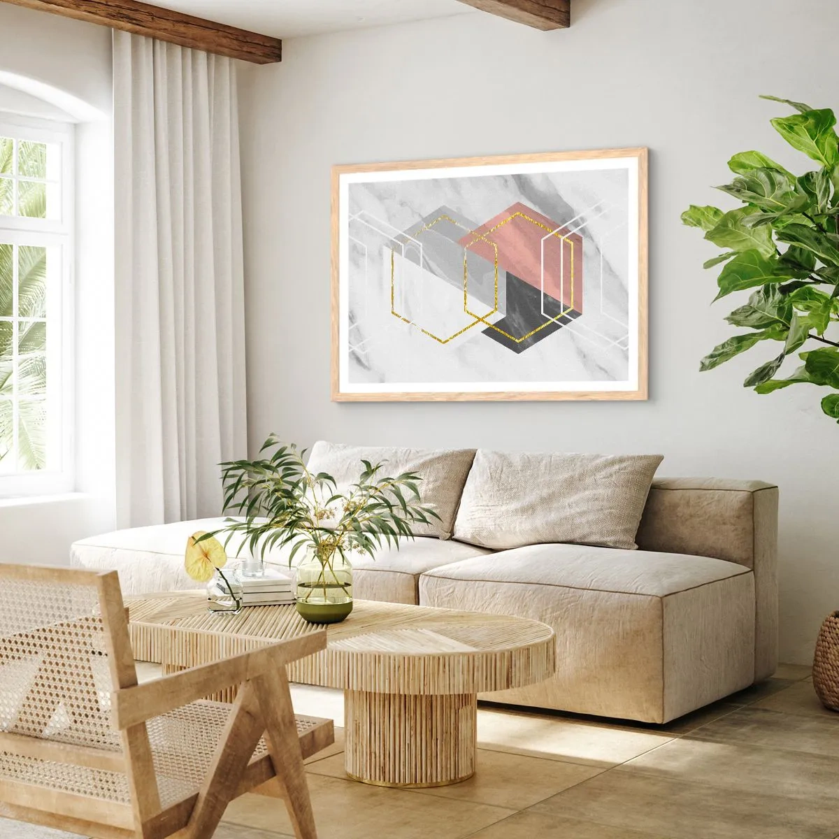 Affiche dans un chêne clair - Poster - Composition en chaîne - 70x50 cm