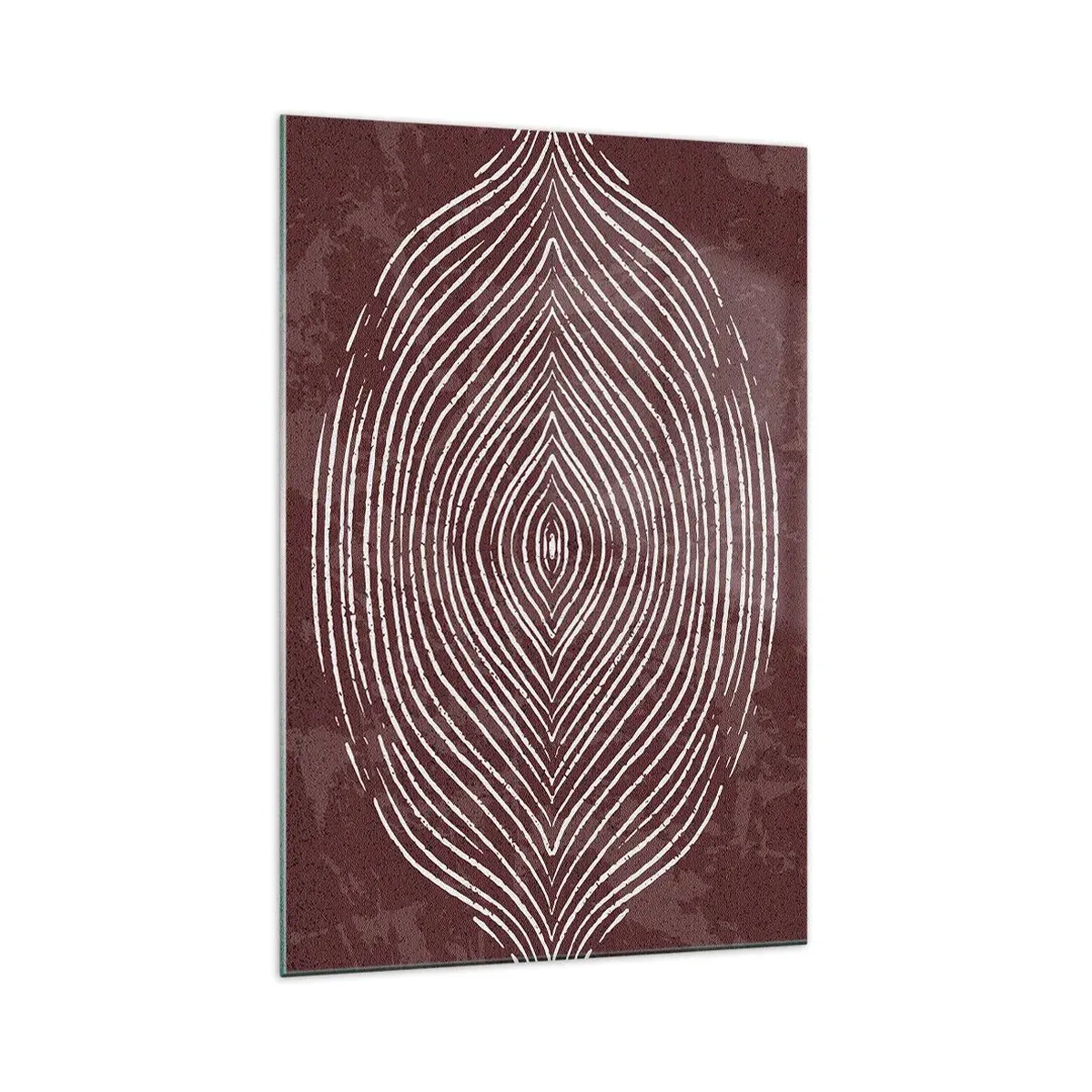 Impression sur verre - Image sur verre - Ondes symétriques en lignes blanches sur fond marron - 70x100cm - L'espace parle - Décoration murale moderne pour le salon et la chambre ARTTOR