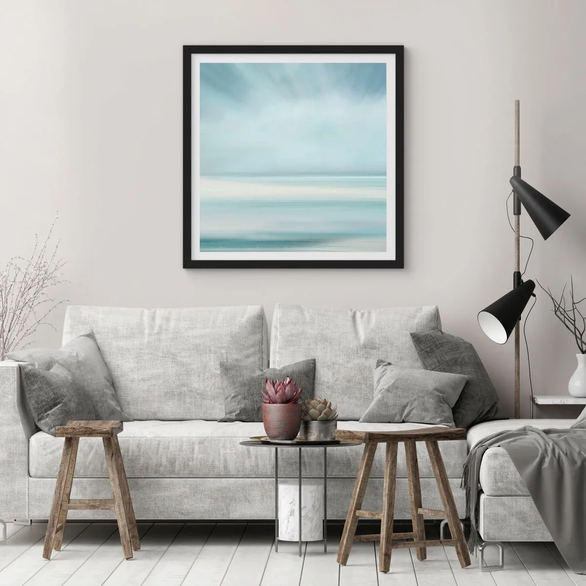Affiche dans un cadre noir - Poster - Paix à l'horizon - 30x30 cm