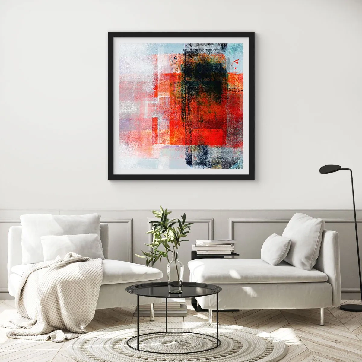 Affiche dans un cadre noir - Poster - Composition embrasée - 30x30 cm