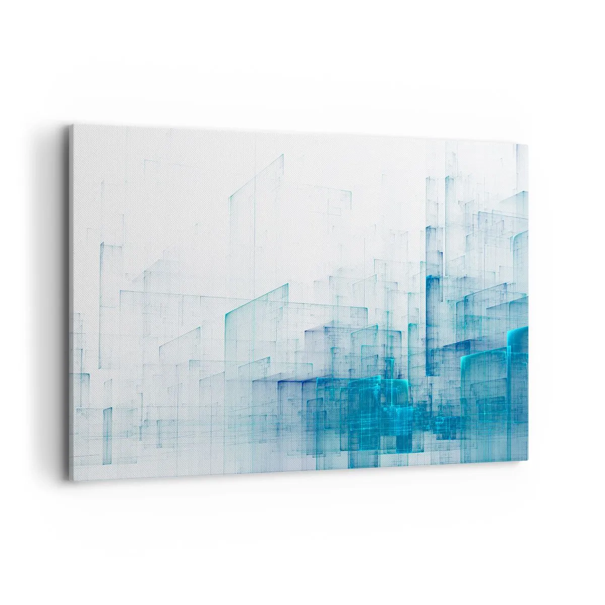 Impression sur toile - Image sur toile - Formes géométriques abstraites dans des tons de bleu - 100x70cm - Comment l’espace s’est formé - Décoration murale moderne pour le salon et la chambre ARTTOR