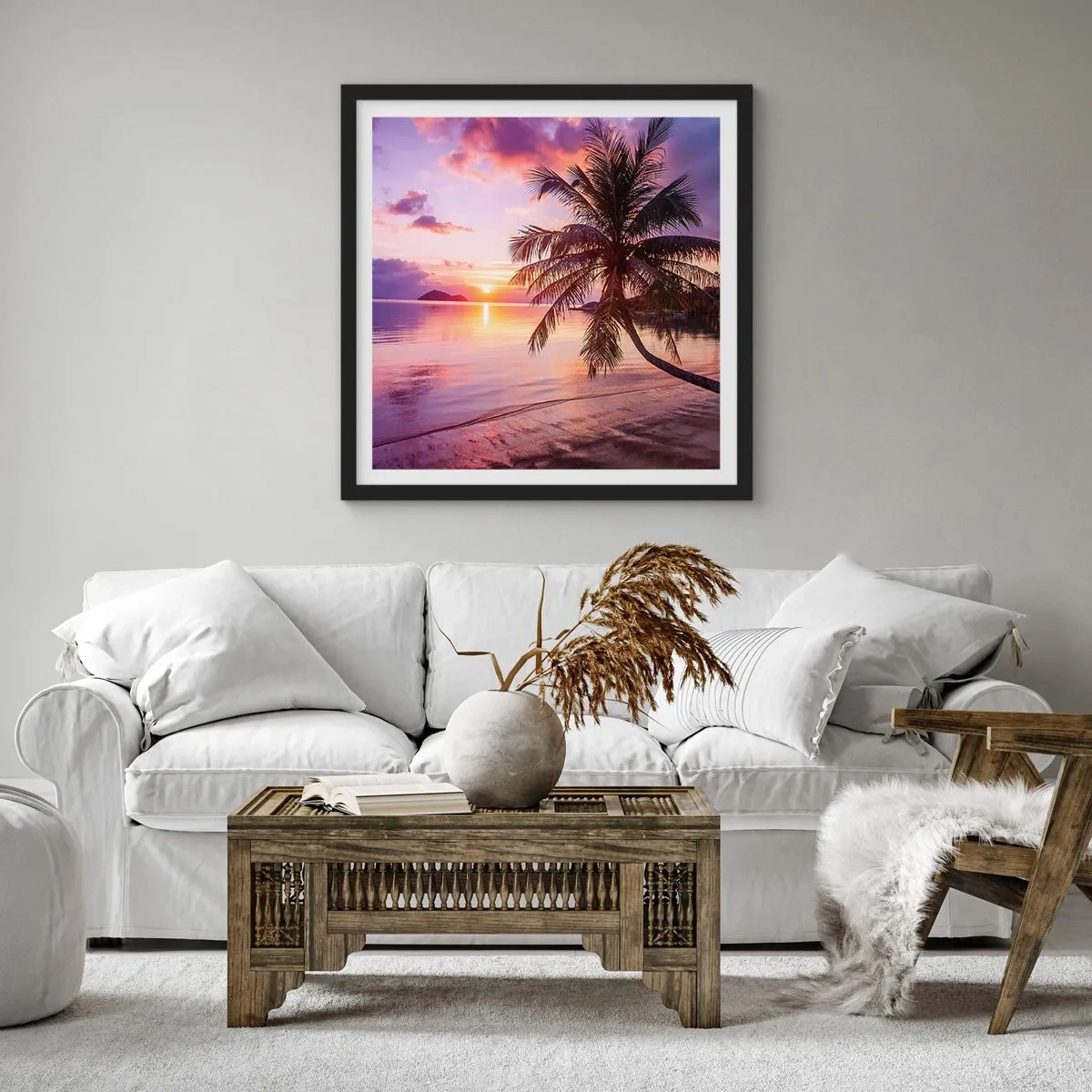 Affiche dans un cadre noir - Poster - Le bonheur à l'horizon - 40x40 cm