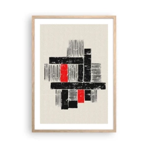Affiche dans un chêne clair - Poster - En rouge et noir - 50x70 cm