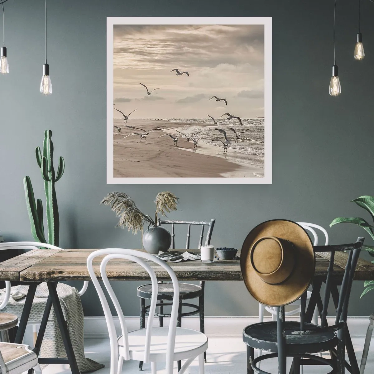 Affiche - Poster - Le bruit de la mer, le chant des oiseaux - 60x60 cm